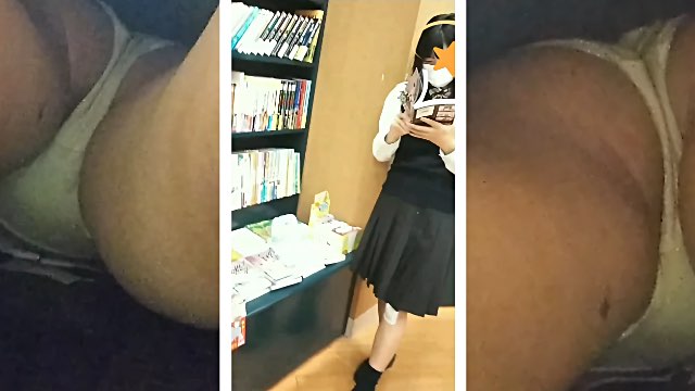 ★立ち読みに夢中の制服JK 何度もカメラを突っ込まれ色んなアングルで純白の食い込み生Pを撮られまくる ☆逆さ撮り [821MB]