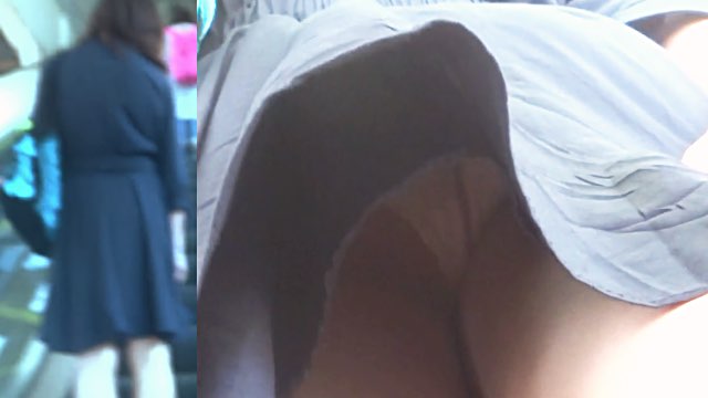 パンチラ盗撮 女子大生 パンチラガードされたけど白パンツ強引撮影 [15MB]