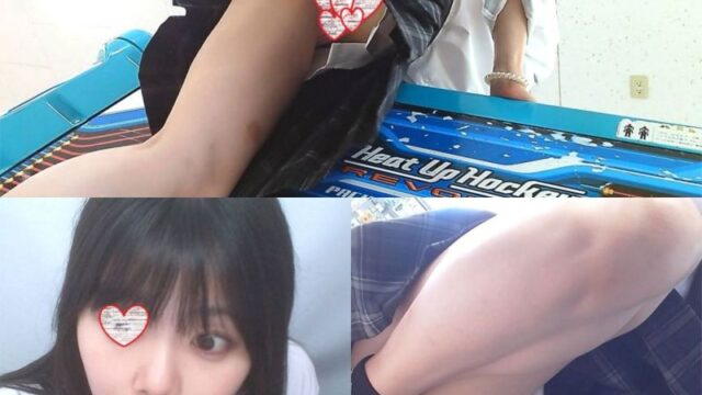 【高画質】めっちゃかわいい仲良しのほぼノーパンって思うぐらい食い込みTバックに胸チラGET！ゲーセンで豪快パンチラエ〇エ〇お宝映