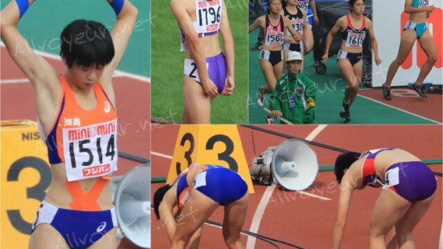 JC陸上のくっきりマンスジと脇汗