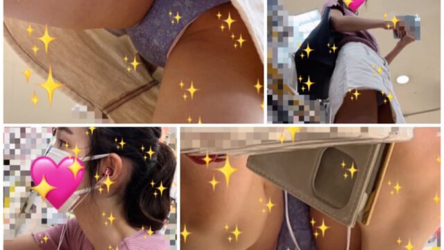 白いデニムミニスカさんのプルーの花柄生Ｐをしゃがみと前後から多彩なアングルでどーぞ！ JD35SP-4K