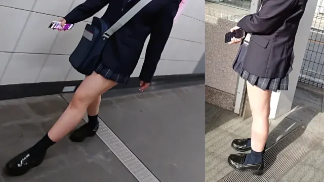 めくりの前に風チラP＊恥じらいJKのミニスカめくりから見るサテンP [1.4GB]