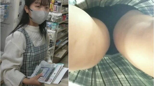 ★童顔ワンピ少女 可愛いミニスカートの中身を真下から直下撮り☆逆さ撮り