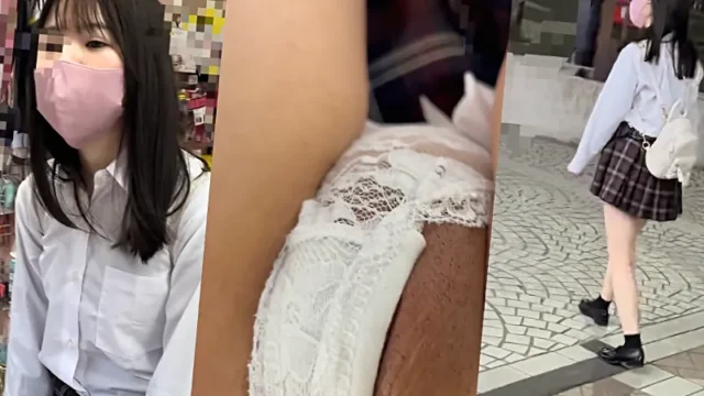 小柄で華奢でおとなしそうな赤チェJ○の意外なスカートの中を観察 [576MB]