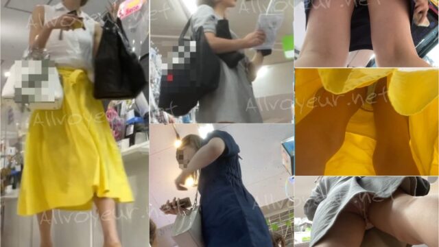 ◎ローアングル＃108  ショップ内で汚パンツお姉さん ３名