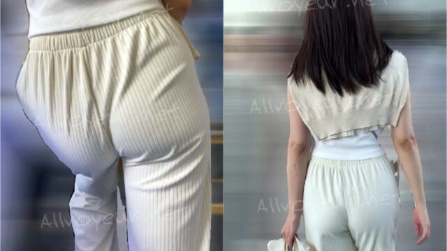 大事なところがポロリ ！！見せパンから純白のパンティーが・・・