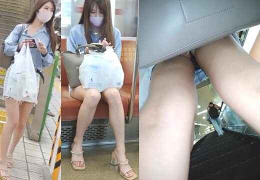ガードの固いお姉さんの僅かな隙間を狙ってパンチラを逆さ撮り