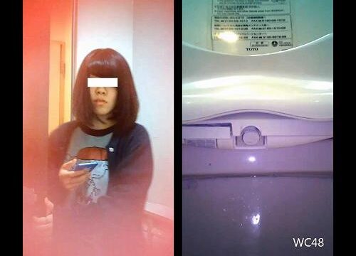 洋式トイレ便器内前方アングル＆上半身の2カメ盗撮①