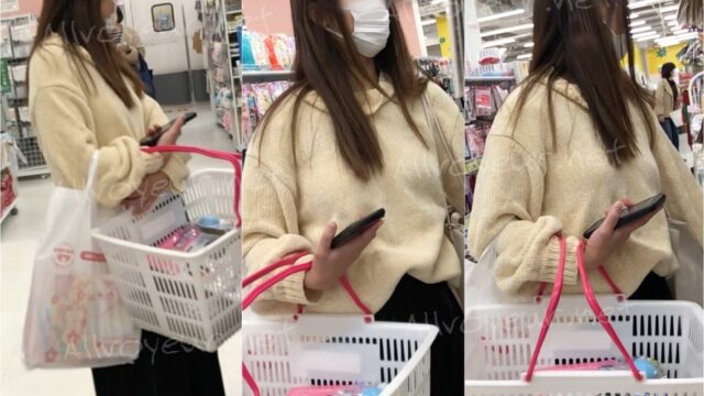 【お買い物中の眺め64_ちっぱいver】 若い奥様のちっぱいを追い回し ！