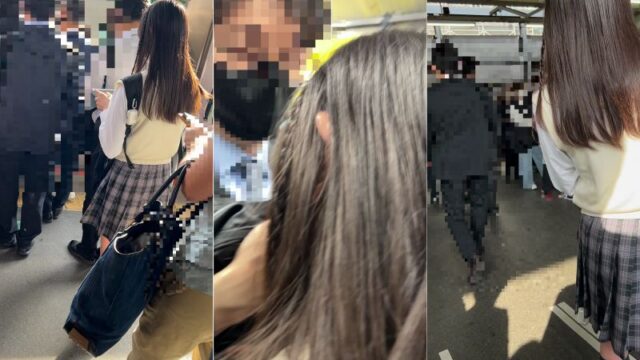 梟の痴漢報告076（朝の最強で三つ編みが可愛い制服女子のパンツの中まで）