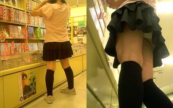 一人で本屋にいたツインテールちゃんを付け回し・・
