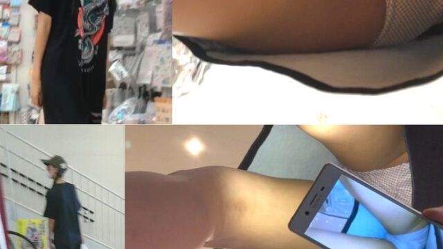 ラフな格好のおさげ女子をパシャリ