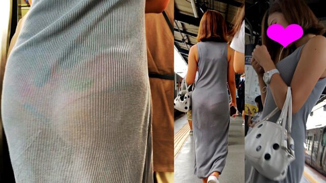 【4K街撮り】パンティー透け透けのマキシワンピお姉さん [804MB]