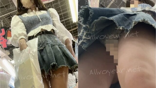 4K逆さ撮り＃2  モデル級な色気ムンムンなお姉さんの白パンティー