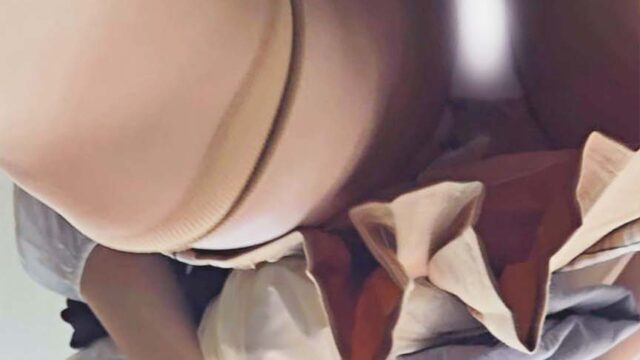 同業者パンチラ　清楚お姉さまは派手パンティーがお好き？　２アングルで
