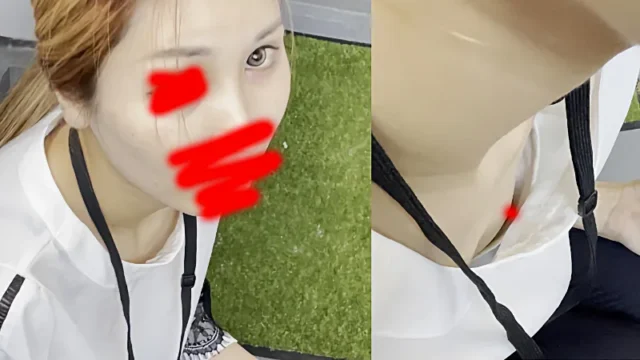 【休憩所の胸チラ】同じオフィスビル内(通信メンテ系会社のOL)美人女性の喫煙中の胸チラ [382MB]