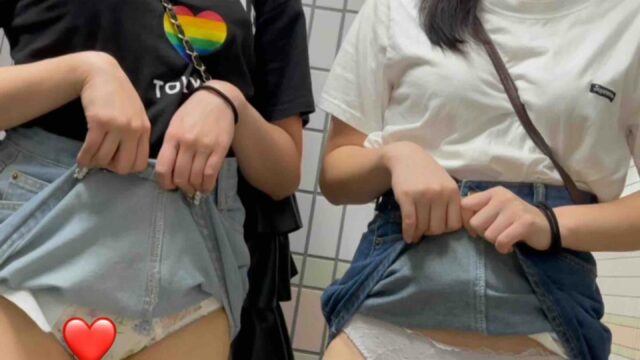 JD盗撮日記25　大人気のあの超仲良し二人組が今度は私服で登場！！激カワミニスカデニムJDを電車内で盗撮【※完全主観26分超撮影
