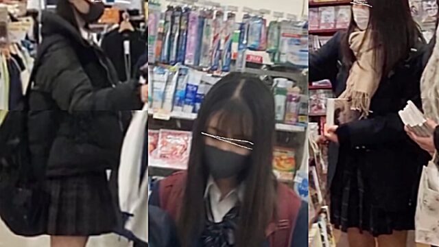 #40 厳選制服JKちゃん3人斬り!美人・美少女・可愛い系各エース級の逆さ撮り風景 [184MB]