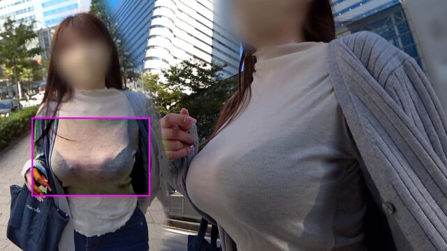 揺れる爆乳とはみ出る乳首がエロすぎぃ！役立たずブラがでっかいおっぱいを一生懸命支えてます！