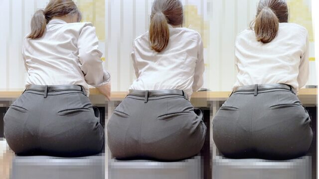 ピチピチパンツスーツ96_ムチムチ美尻を無防備に突き出す！！ハイスペックなOLお姉様♪