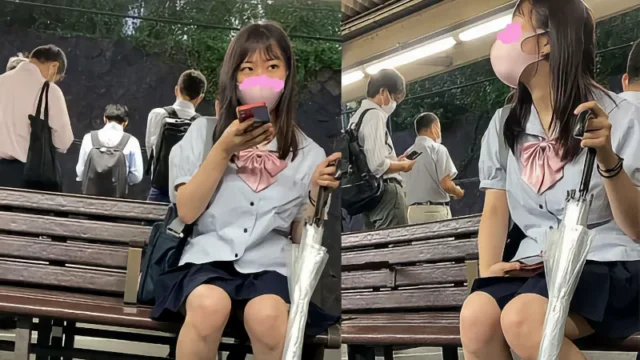 ヤバ食い込み!!【電車対面JK】撮影バレ!? [381MB]