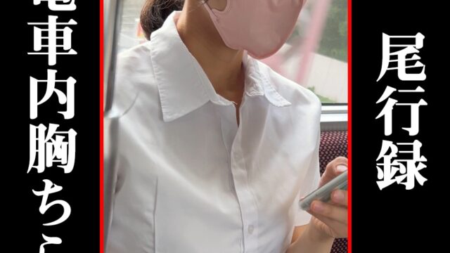 【尾行胸チラ録】電車内胸ちら★白シャツ越しのおっぱい【乳首】