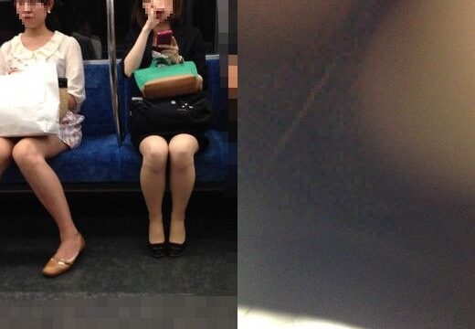 キャリアウーマンさん逆さ撮り　逆さの後は電車で対面撮り 隣の女子大生も可愛いです