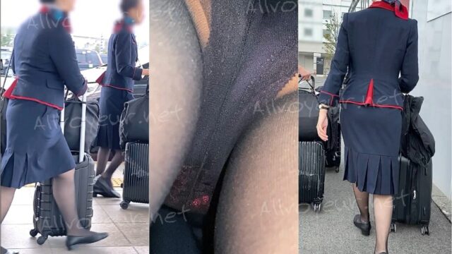 魅惑のCAさんSP6☆ホテルへ向かうクルー粘着!エスカでP堪能悶絶^ ^