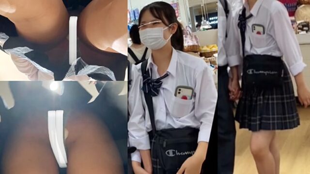 #100 祝!節目に相応しい歴代No.1撮れ高&美少女制服JKちゃんの”生”あり”ハネ”あり”ジト目”ありの激エロ逆さ撮り風景 [125MB]