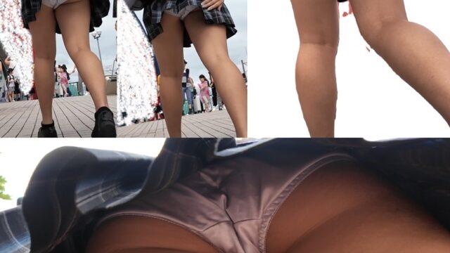 47制服女子　強風で後ろから丸見えハプニング！