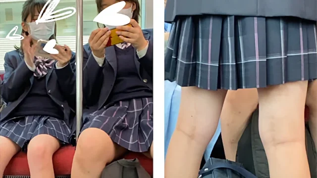 スマホゲームに夢中な仲良し2人組のJK風制服美女の対面エロ過ぎるミニスカ生脚381 [602MB]