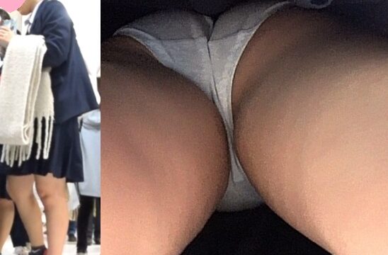 #22 お上品な感じの制服ちゃんの白パンツをお友達とそろって