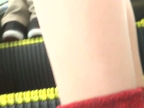 パンチラ盗撮 女子大生 白黒の縞パンツを一瞬のスキをついて接写