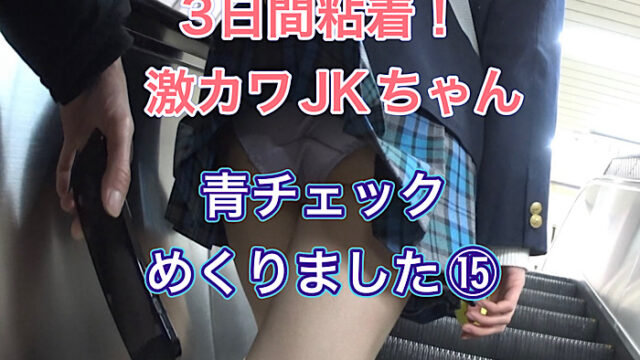 3日間粘着！激カワJKちゃん！青チェックめくりました⑮