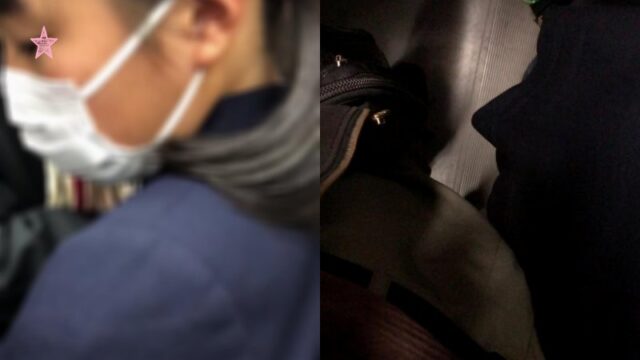 赤リボンの制服ちゃんに押付け痴かん