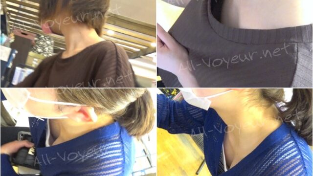 筒状に貫通する程ガバッと開いた胸チラと美乳の谷間を見せつけるように屈んでくれるお姉さん２名収録 season2 #17【胸ちら】