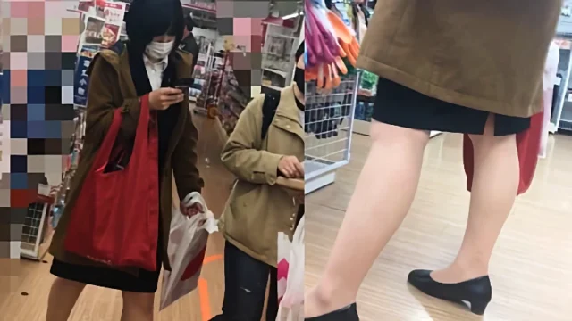 【スマホで逆さ撮り6】リクスー 就活生 ストッキング越しパンティ 柄パンツ 声あり【素人盗撮】 [242MB]