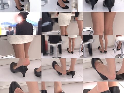 【フルHD】パンストつま先が丸見えの受付嬢お姉さん