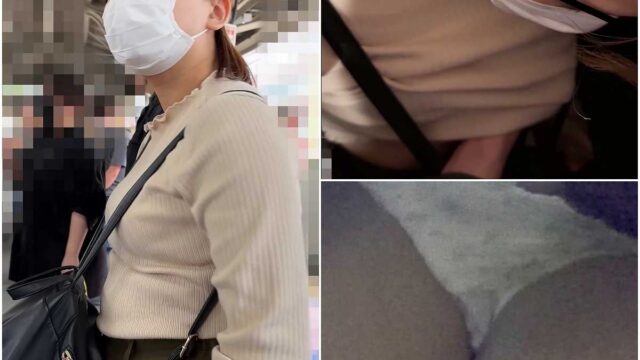 [山〇線]手マンで揺れる体。ガッチガチに硬直しながら受け入れるしかないタイトミニJD。